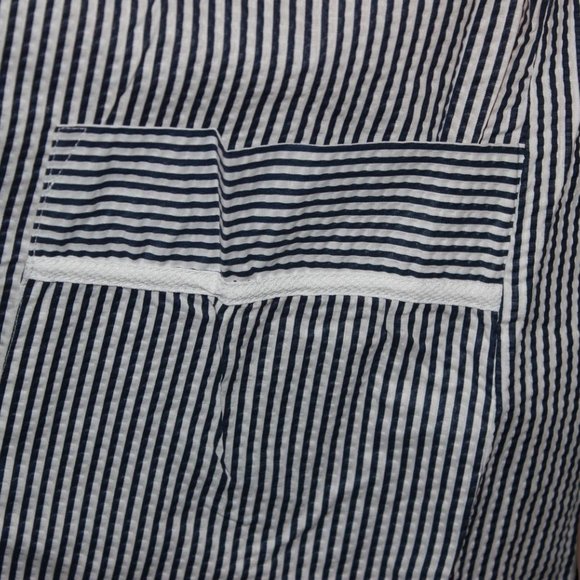 WOMENS EASY ESSENTIALS NAVY WHITE STRIPES SNAPS HOUSECOAT DUSTER PLUS SIZE 1X - Picture 5 of 5